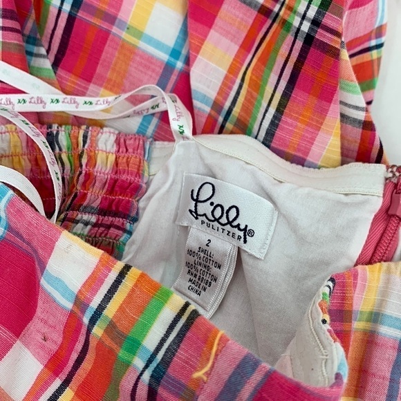 Lilly Pulitzer strapless pink plaid smocked dress mini cotton women 2 - Picture 4 of 4